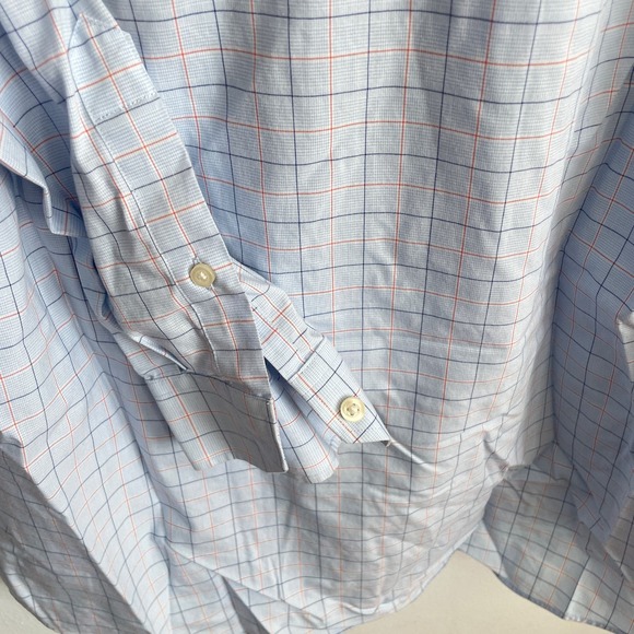 Buttoned Down Tailored Blue Orange Checkered Button Down Dress Shirt Size XXL - Picture 3 of 7